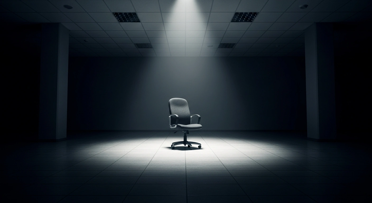An empty chair sits in a dark, cold room representing the legal measures taken by the Russian State Duma against citizens living abroad.