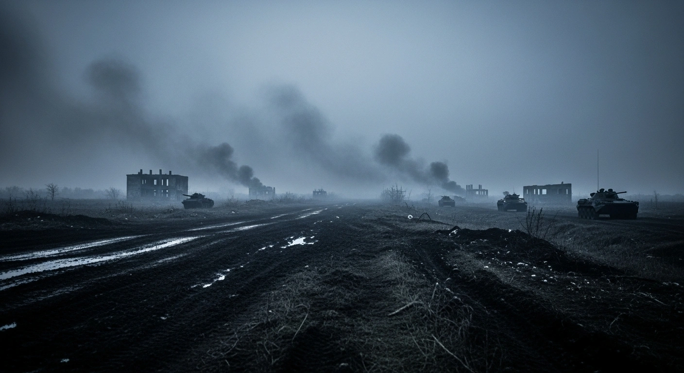 A desolate landscape in the Dnipropetrovsk region shows the aftermath of military operations following the Russian capture of Bogodarovka.