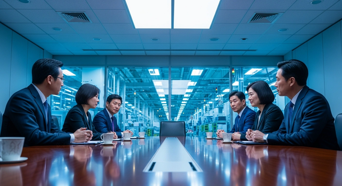 Representatives from Samsung Electronics and their labor union participate in mediation talks mediated by the National Labor Relations Commission to resolve a wage dispute.
