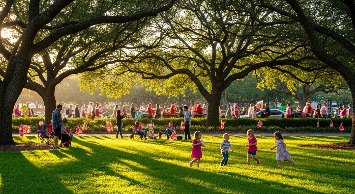 Families enjoy Independence Day festivities and a community parade at Lacy Park in San Marino.