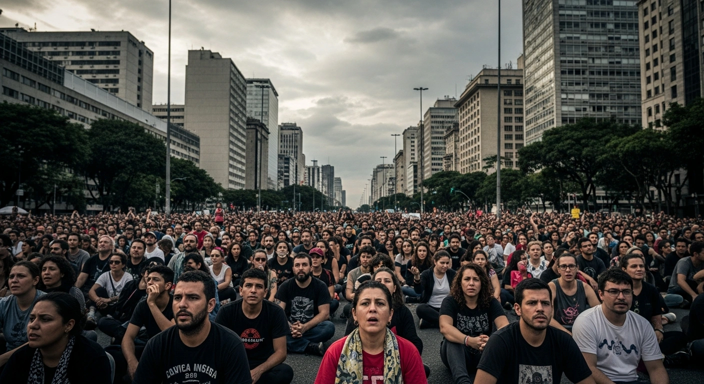 Protesters gather on Avenida Paulista in Sao Paulo to demonstrate against the live animal export industry in Brazil.