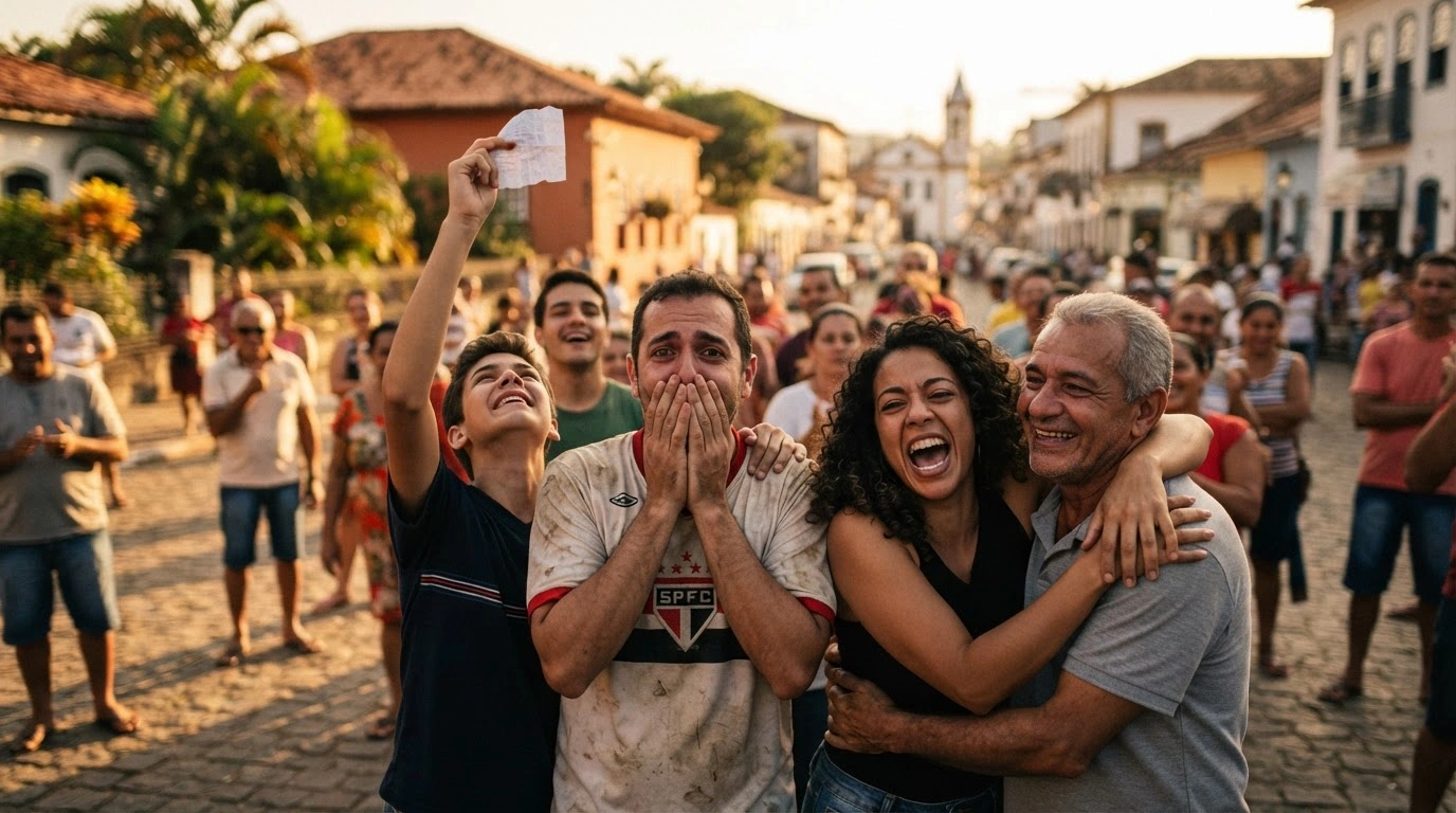 A group of lottery players from São Paulo celebrates winning the Mega-Sena jackpot after their betting pool secured the massive prize.