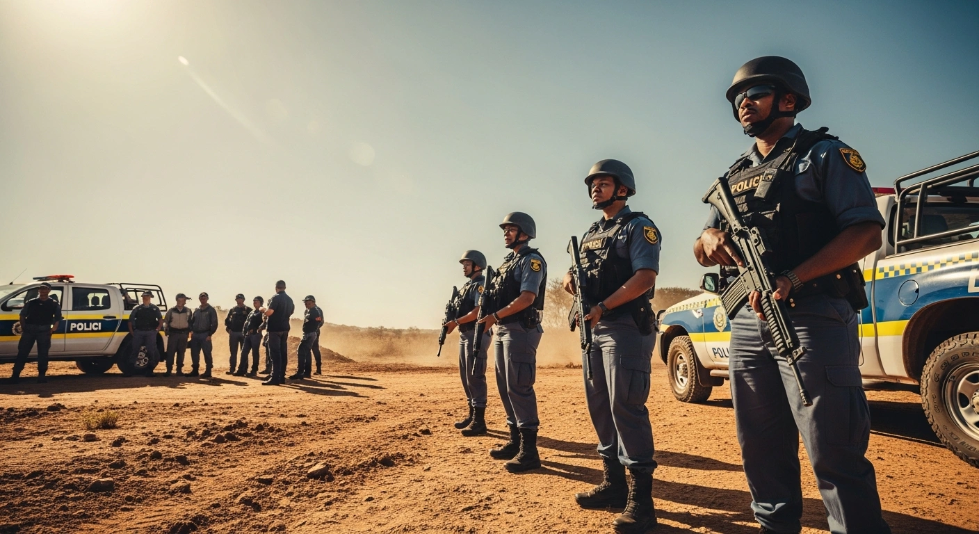 South African Police Service officers conduct an operation in the North West province to arrest suspected undocumented foreign nationals.