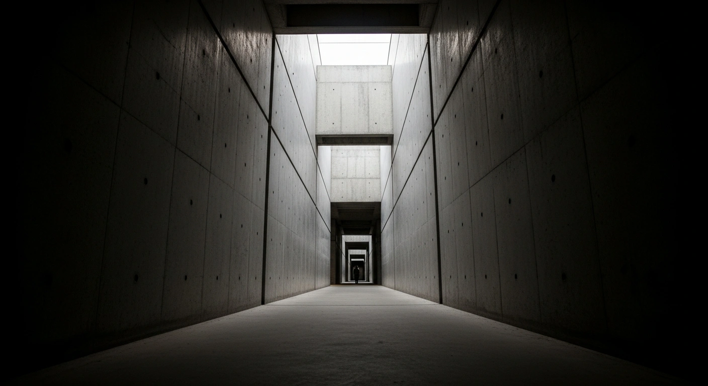 A stark, desolate prison corridor, illuminated by a single harsh light source casting long shadows, visually represents the somber reality of Saudi Arabia's record number of executions, including those for non-lethal drug offenses and involving foreign nationals, as condemned by human rights groups.
