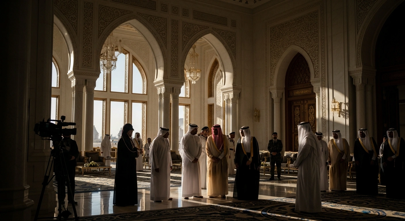 Saudi Crown Prince Mohammed bin Salman hosts a formal reception for dignitaries and military leaders at the Mina Palace to celebrate Eid Al-Adha.