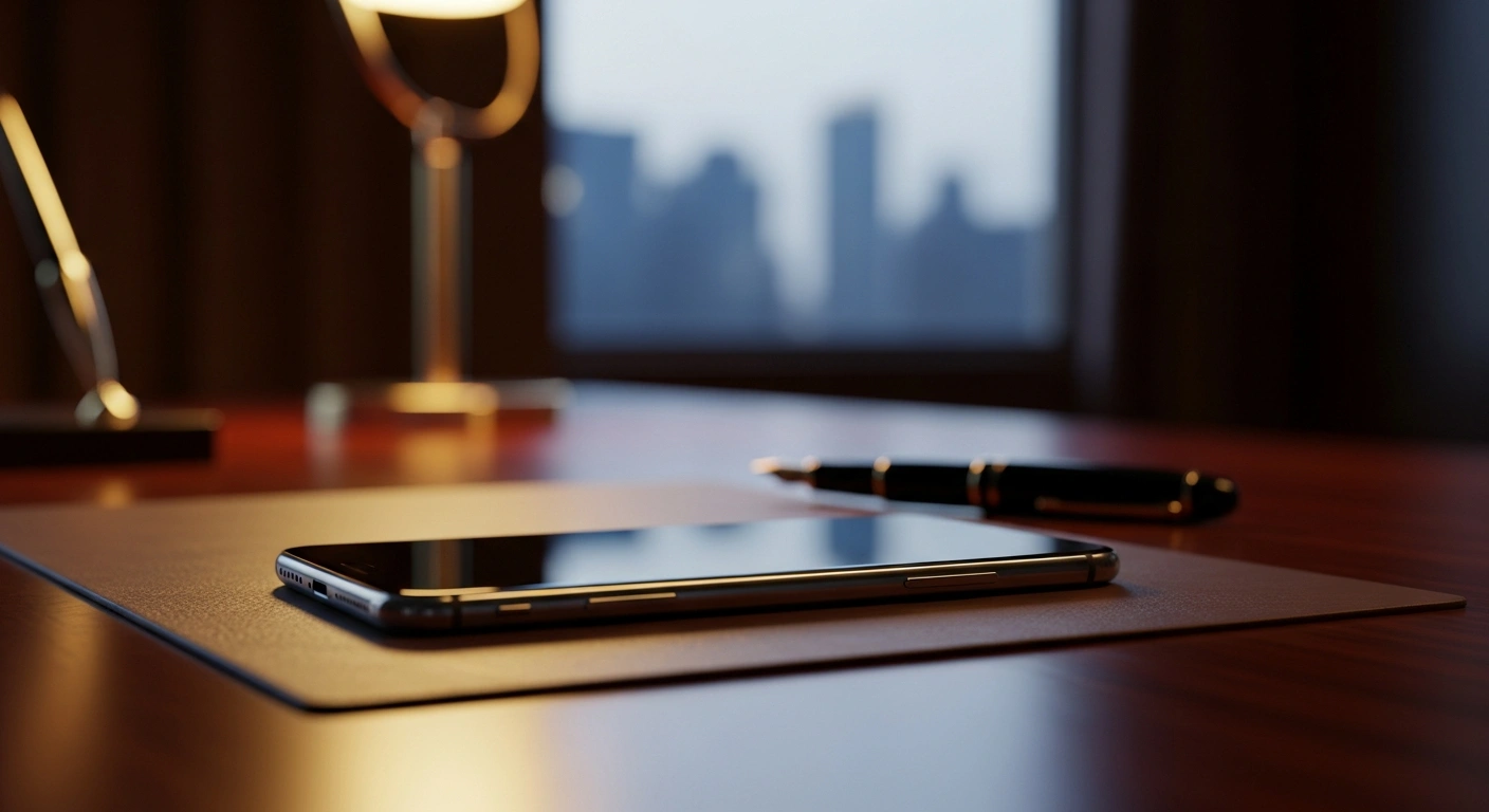 A smartphone sits on a desk during a diplomatic phone call between Saudi Arabia and Pakistan to discuss bilateral relations.