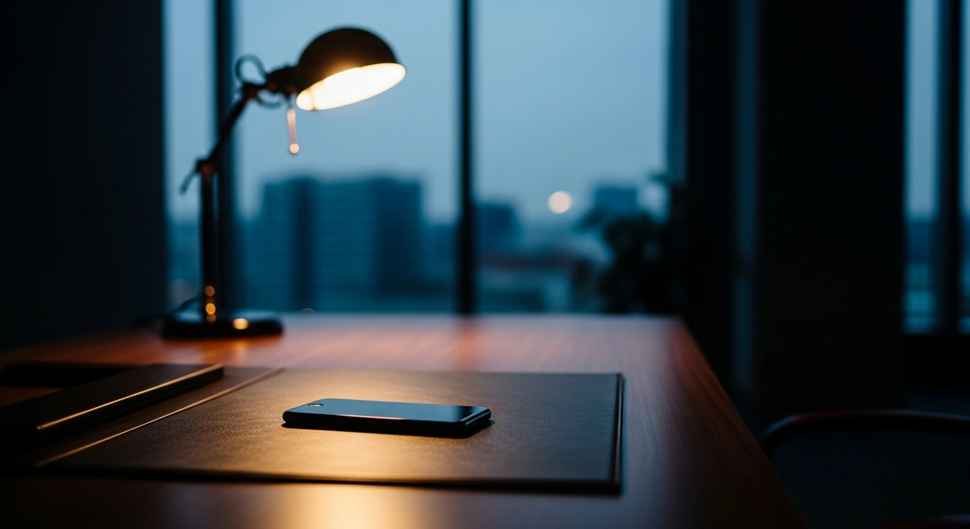 A smartphone sits on a desk during a diplomatic telephone conversation between the Saudi and Pakistani foreign ministers to discuss regional security.