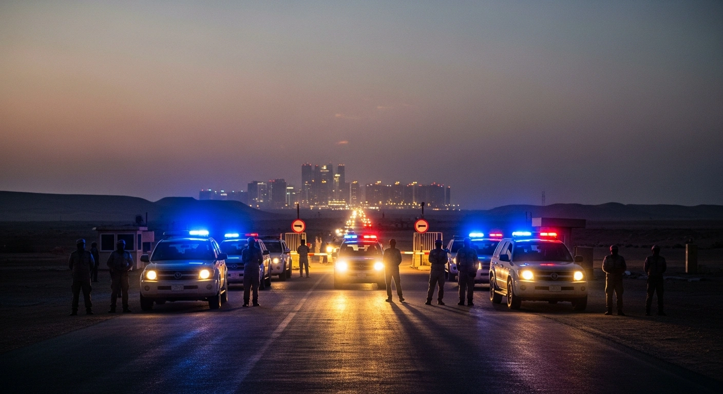 Saudi security forces conduct a checkpoint operation to enforce Hajj permit regulations near the city of Makkah.