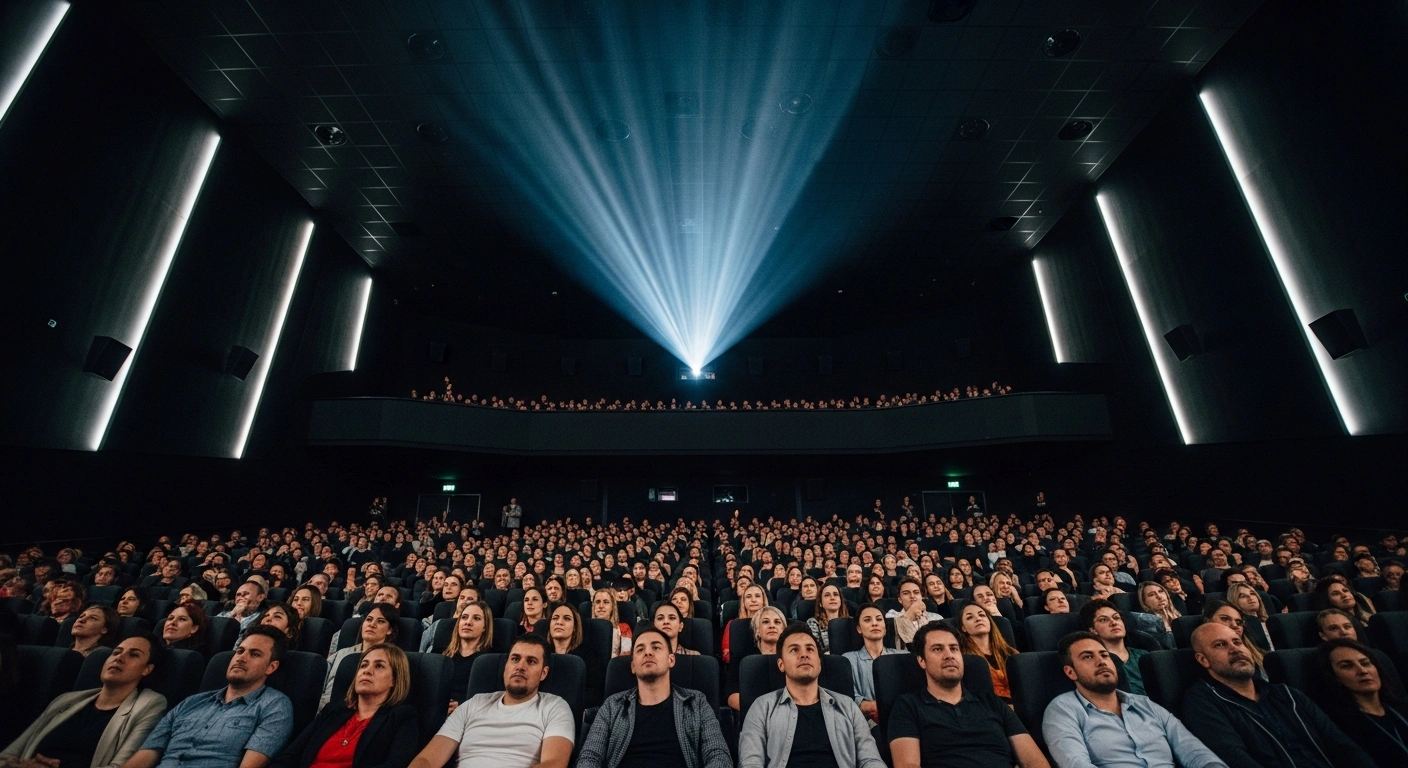 A crowded Australian cinema audience watches a new Scary Movie film during its successful opening weekend at the box office.
