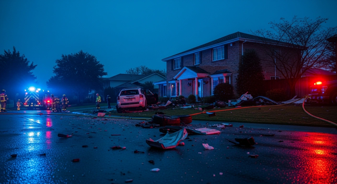Emergency responders at the scene of a vehicle crash into a residential house in Seaford, South Australia.