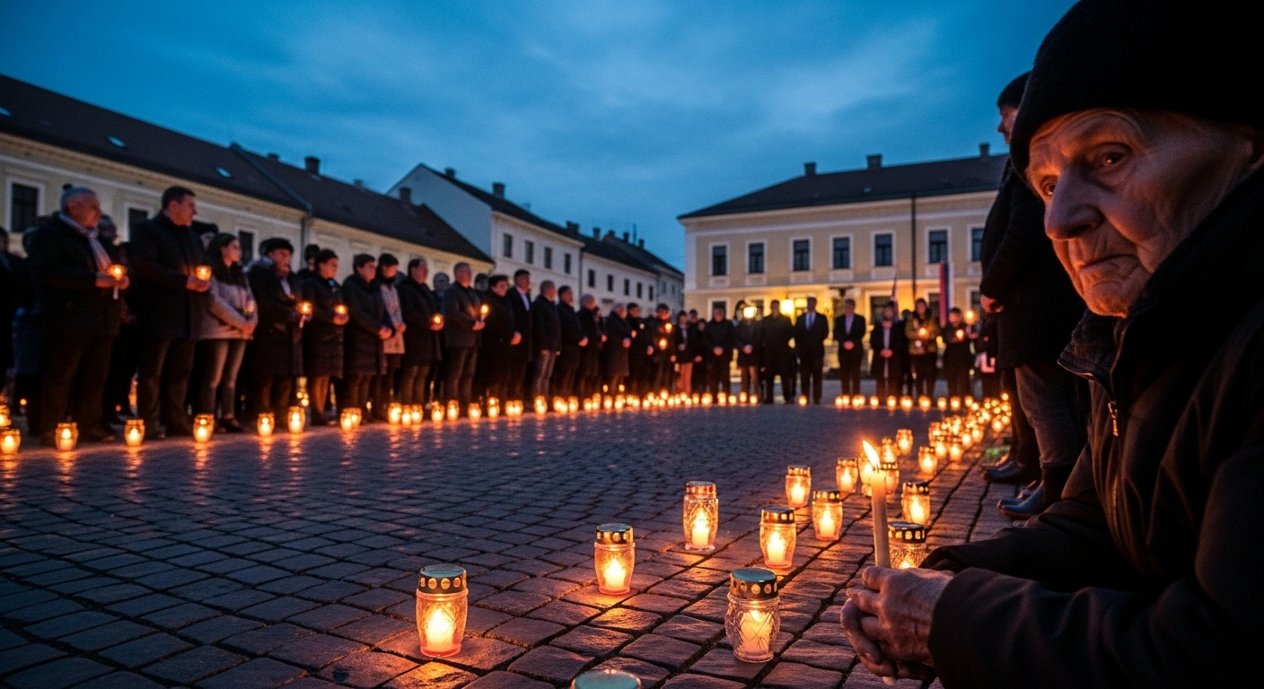 Citizens and state officials gather in Vranje for a solemn memorial ceremony marking the anniversary of the 1999 NATO bombing of Yugoslavia.