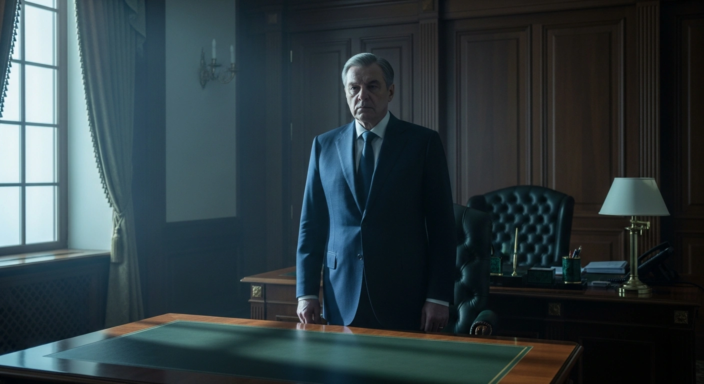 A formal portrait of Sergei Ivanov, a long-time Russian government official and associate of Vladimir Putin, captured in a somber office setting.