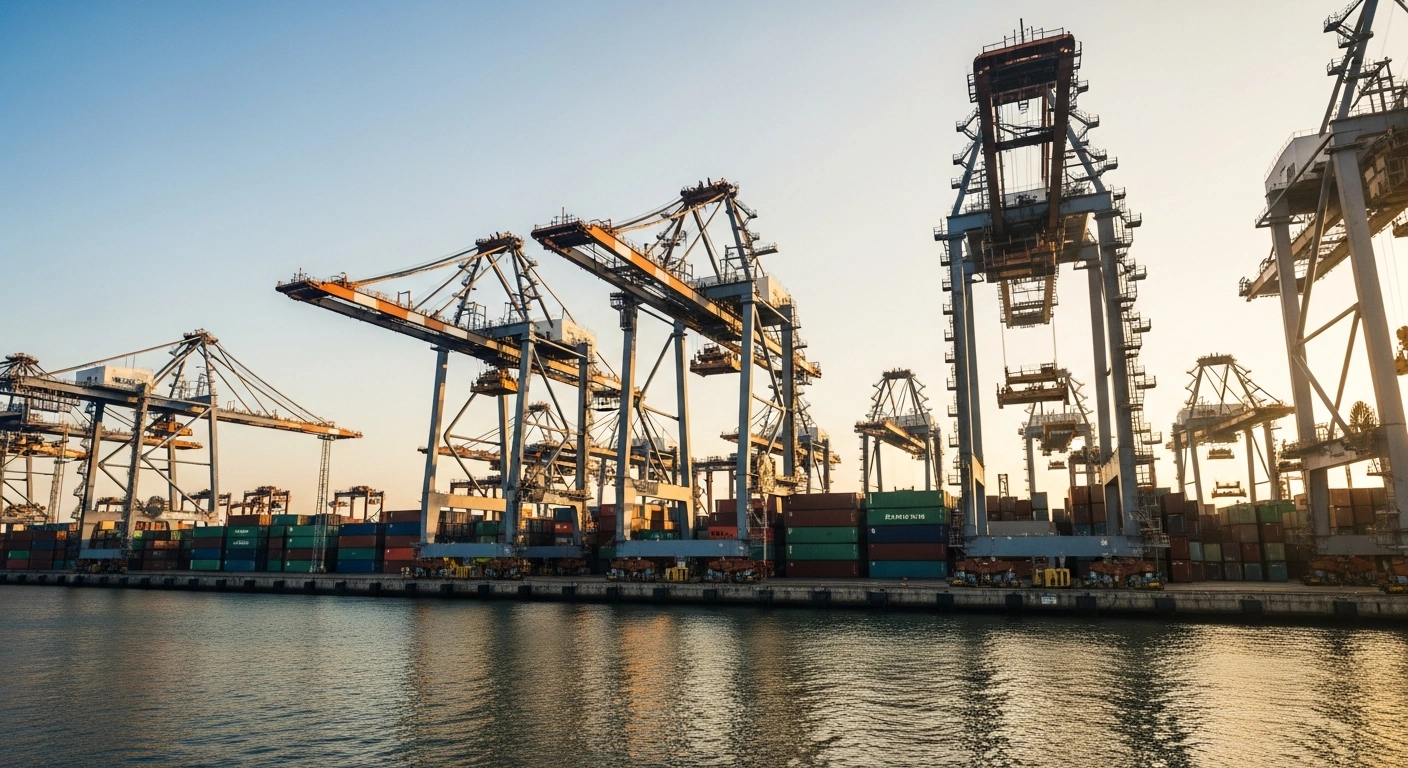 The Port of Shanghai processes a record volume of shipping containers using automated cranes to maintain global supply chain efficiency.