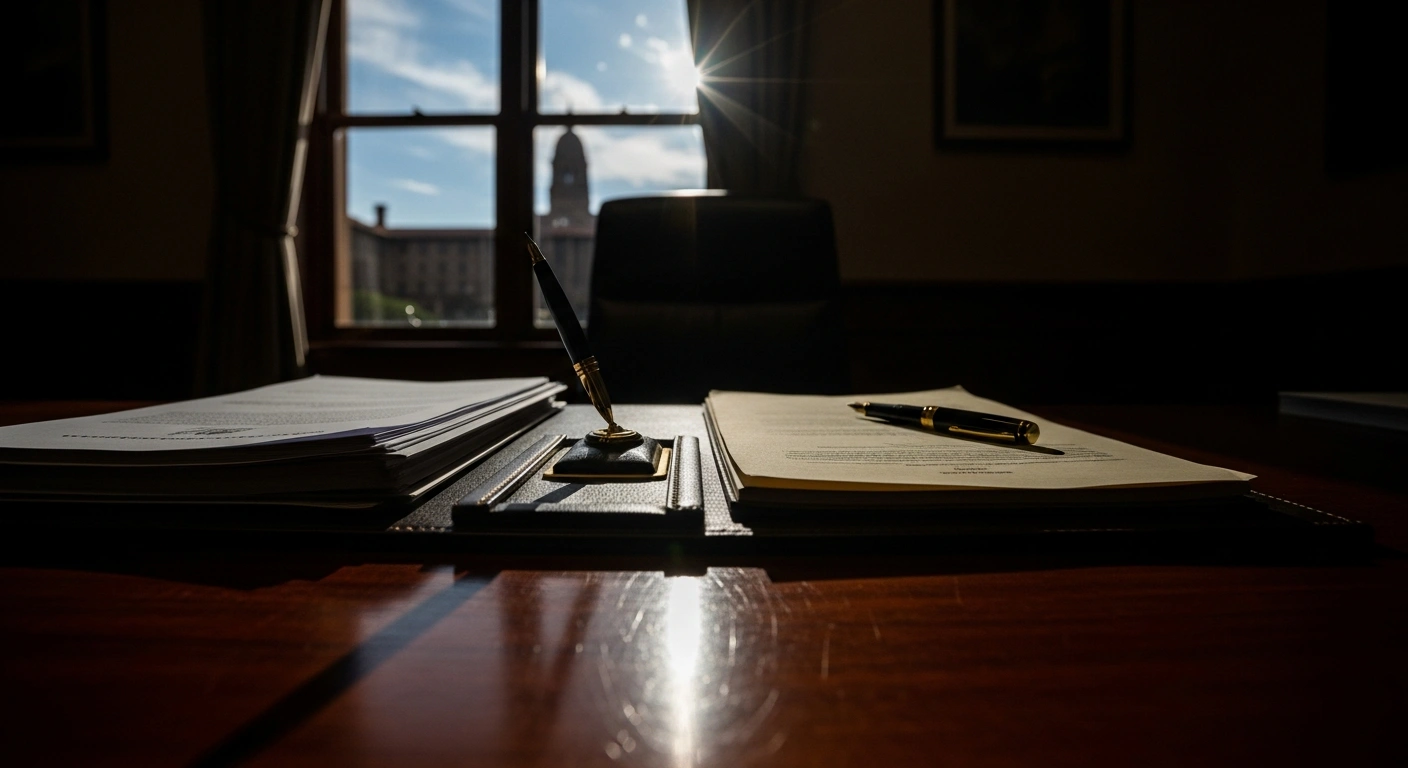A close-up of official government documents on a desk representing the investigation into corruption at PSIRA and the UIF in South Africa.