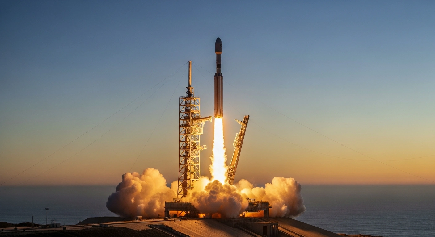 A SpaceX Falcon 9 rocket launches into the sky from Vandenberg Space Force Base to deploy the CAS500-2 earth imaging satellite.