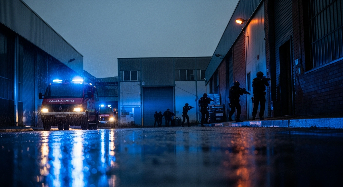 Spanish Civil Guard officers conduct a tactical operation to arrest two suspects in Bizkaia for alleged ties to Hezbollah.