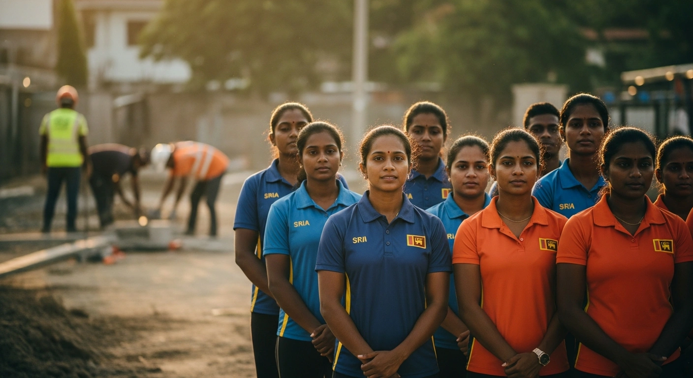 Sri Lankan Olympic athletes stand together in a show of solidarity to support the Rebuilding Sri Lanka initiative following the destruction caused by Cyclone Ditwah.