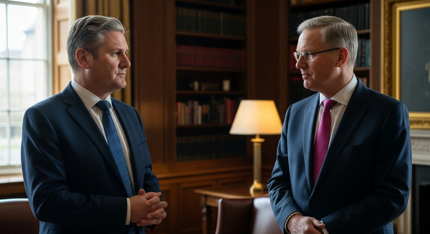 Prime Minister Keir Starmer and Archbishop Justin Welby meet at 10 Downing Street to discuss social cohesion and inter-faith relationships.