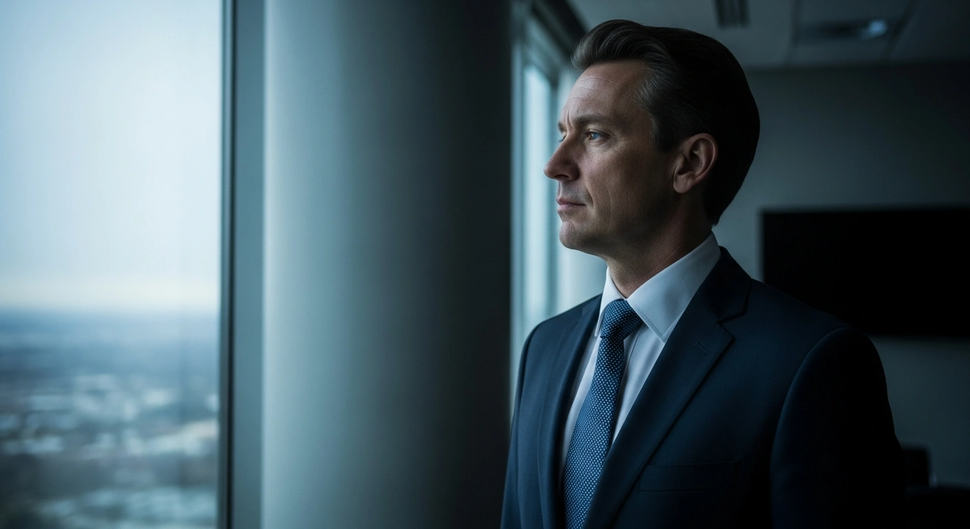 German President Frank-Walter Steinmeier stands in a dimly lit office while contemplating the legal implications of military actions in the Middle East.