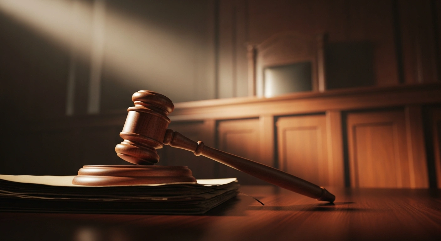 A wooden gavel rests on legal documents in a courtroom, representing the Supreme Court decision on retroactive payments for magistrates.