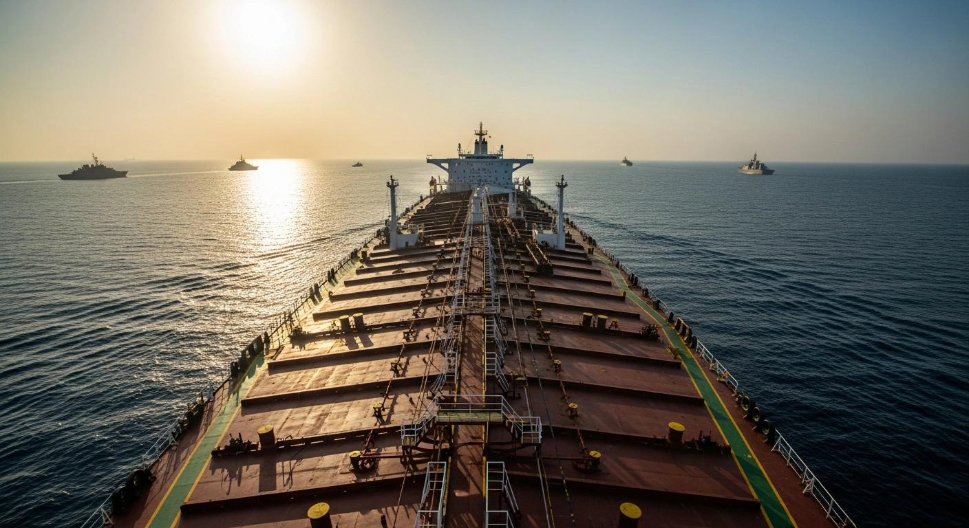 A large oil tanker sails through the Strait of Hormuz as diplomatic efforts between China, Pakistan, Iran, and the United States aim to stabilize the region.