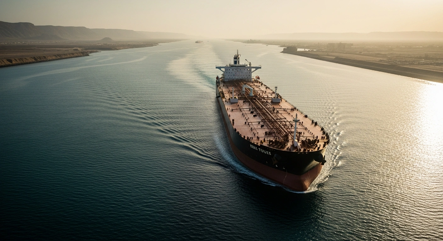 A large cargo ship sails through the Strait of Hormuz as Iranian and Omani officials negotiate new shipping lane protocols.