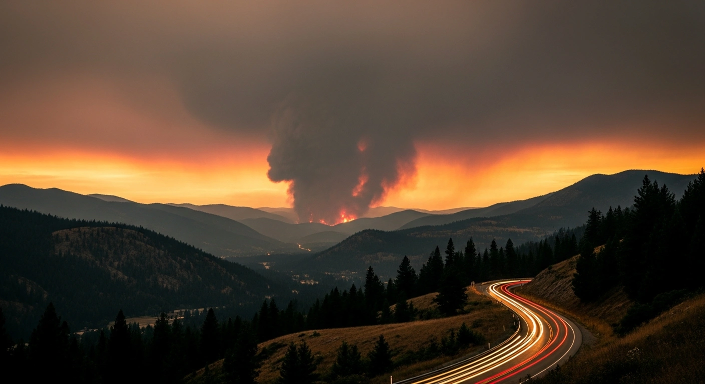 A massive wildfire burns near the District of Summerland in British Columbia as residents evacuate the area under an emergency order.
