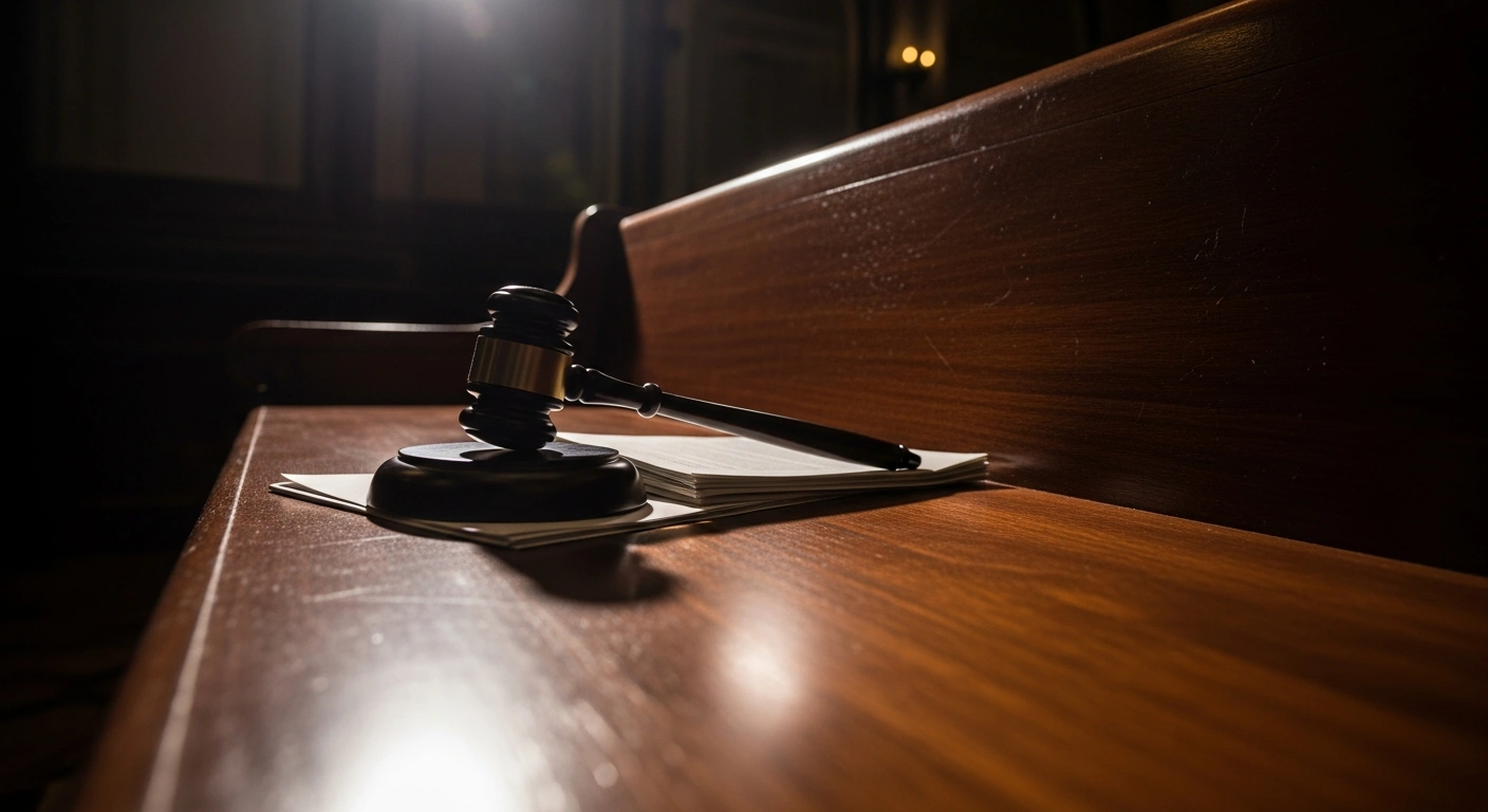 A wooden gavel sits on legal documents in a courtroom, representing the Supreme Court ruling on the arrest of state deputy Thiago Rangel.