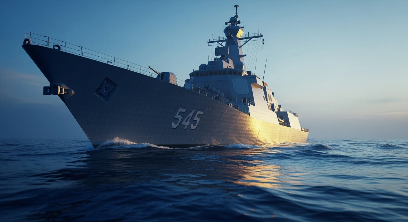A modern naval destroyer patrols the ocean as part of Taiwan's efforts to strengthen its self-defense capabilities against regional military threats.