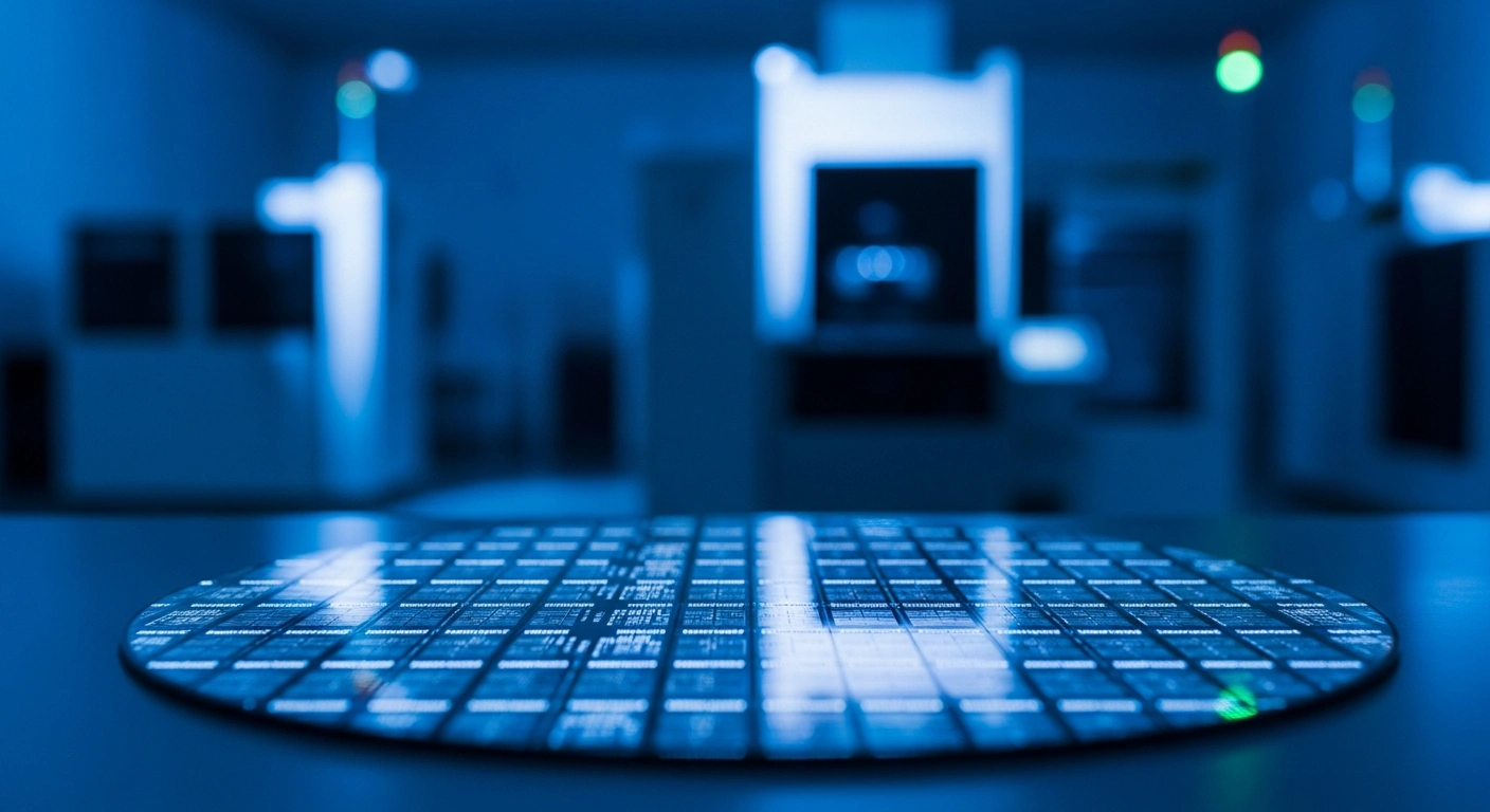 A high-precision silicon wafer is displayed in a cleanroom as part of the strategic semiconductor partnership between Tata Electronics and ASML to boost chip manufacturing in India.