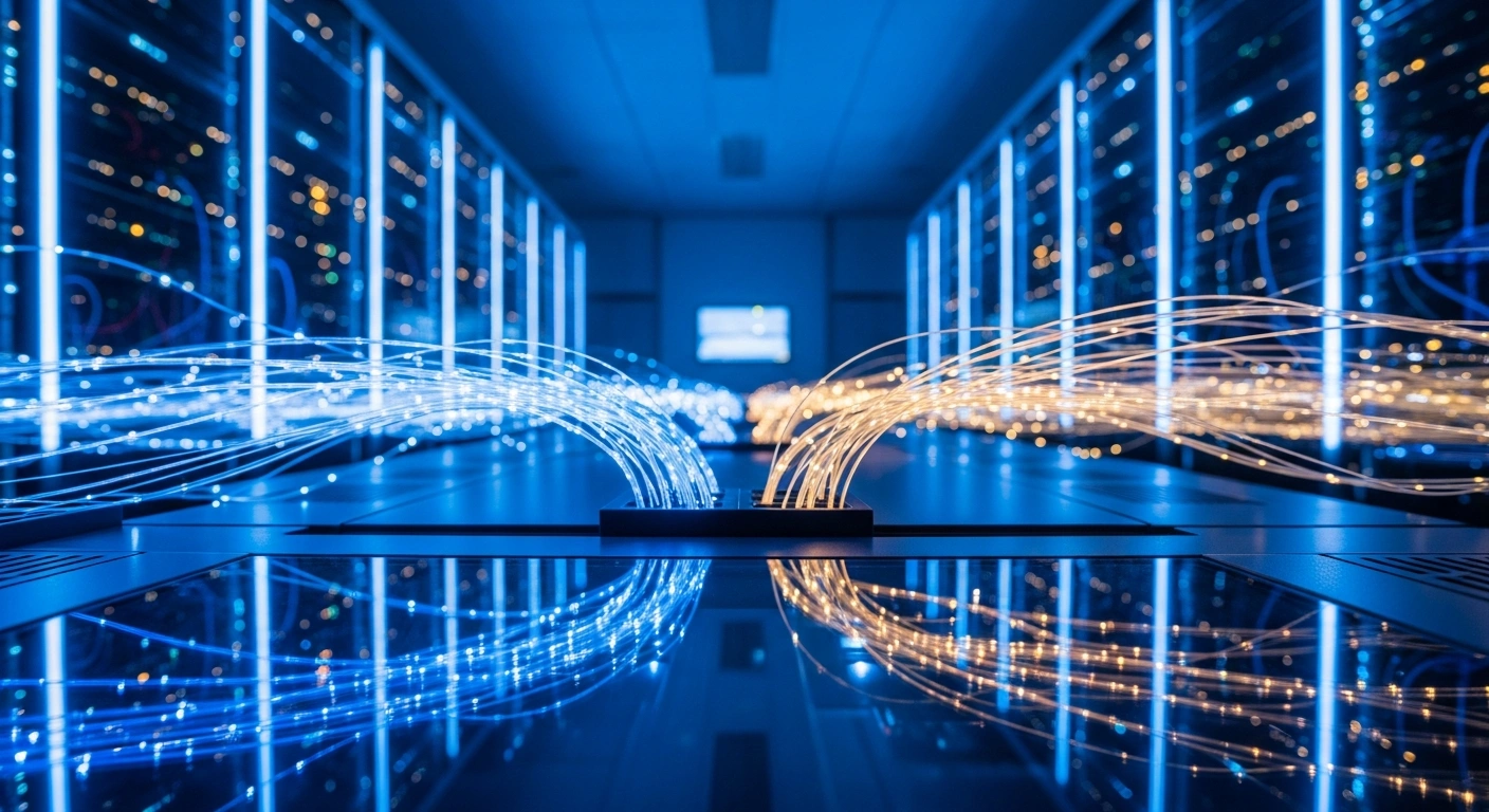 A modern telecommunications server room in Argentina represents the financial performance and operational growth of Telecom Argentina S.A. in 2026.