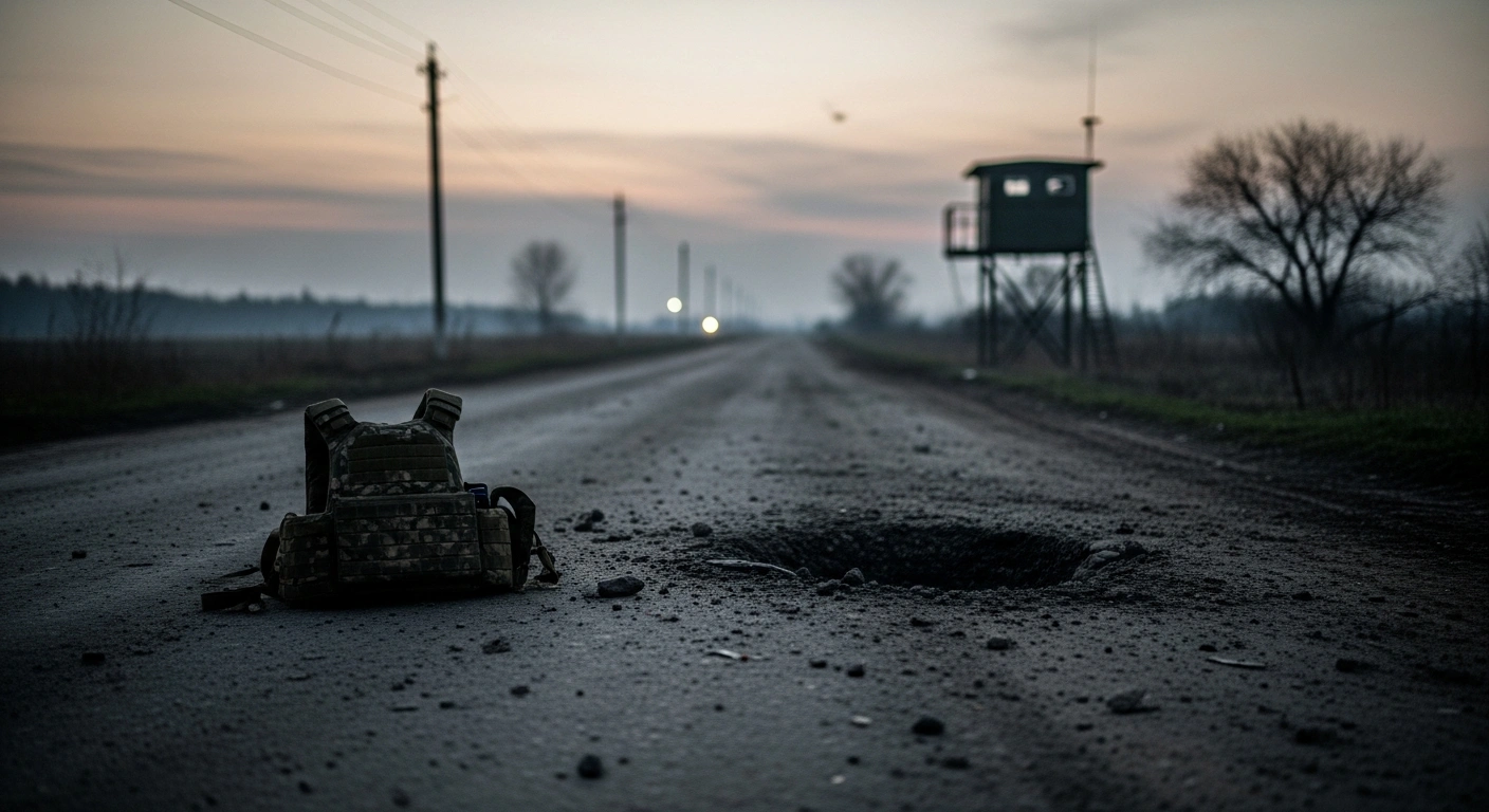 A desolate scene in the village of Terebreno shows the aftermath of a drone strike that killed a member of the territorial defense in the Belgorod region.