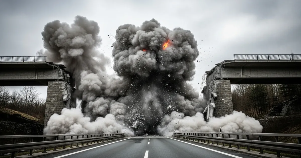 Controlled Demolition of Talbrücke Thalaubach Bridge Closes A7 Motorway in Hesse