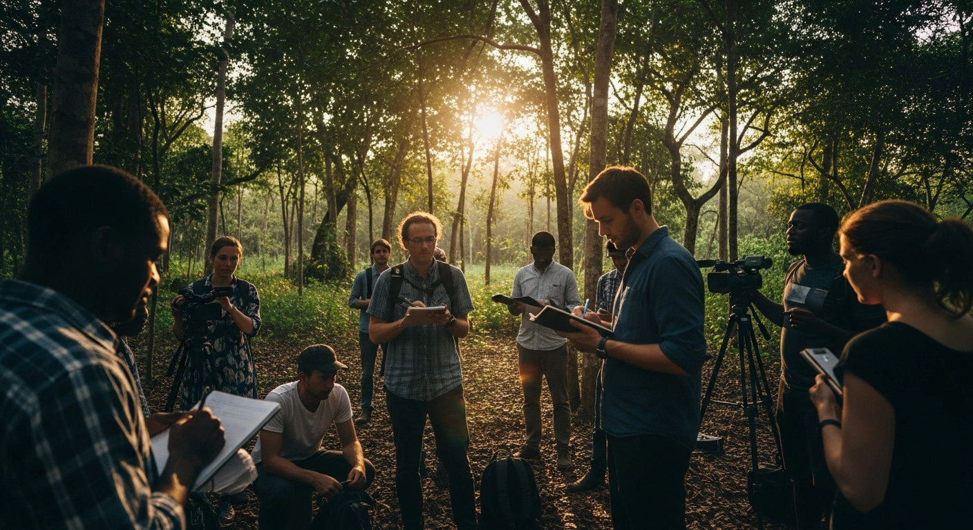 Journalists participate in a climate change and forest restoration workshop in Kara, Togo, to improve environmental media coverage.