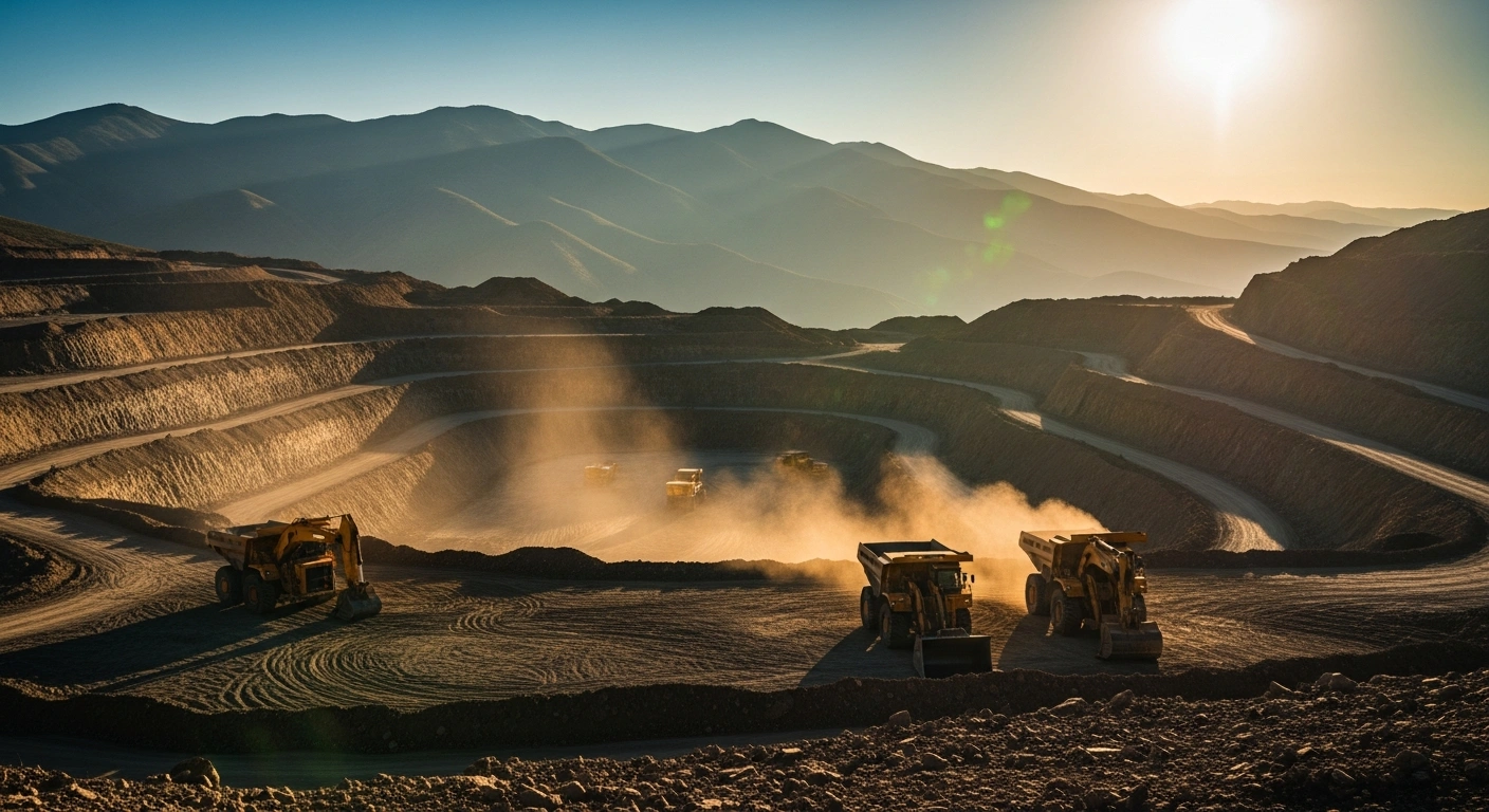 Heavy mining equipment operates at the Media Luna Norte project site in Guerrero, Mexico, as Torex Gold Resources continues development toward commercial production.