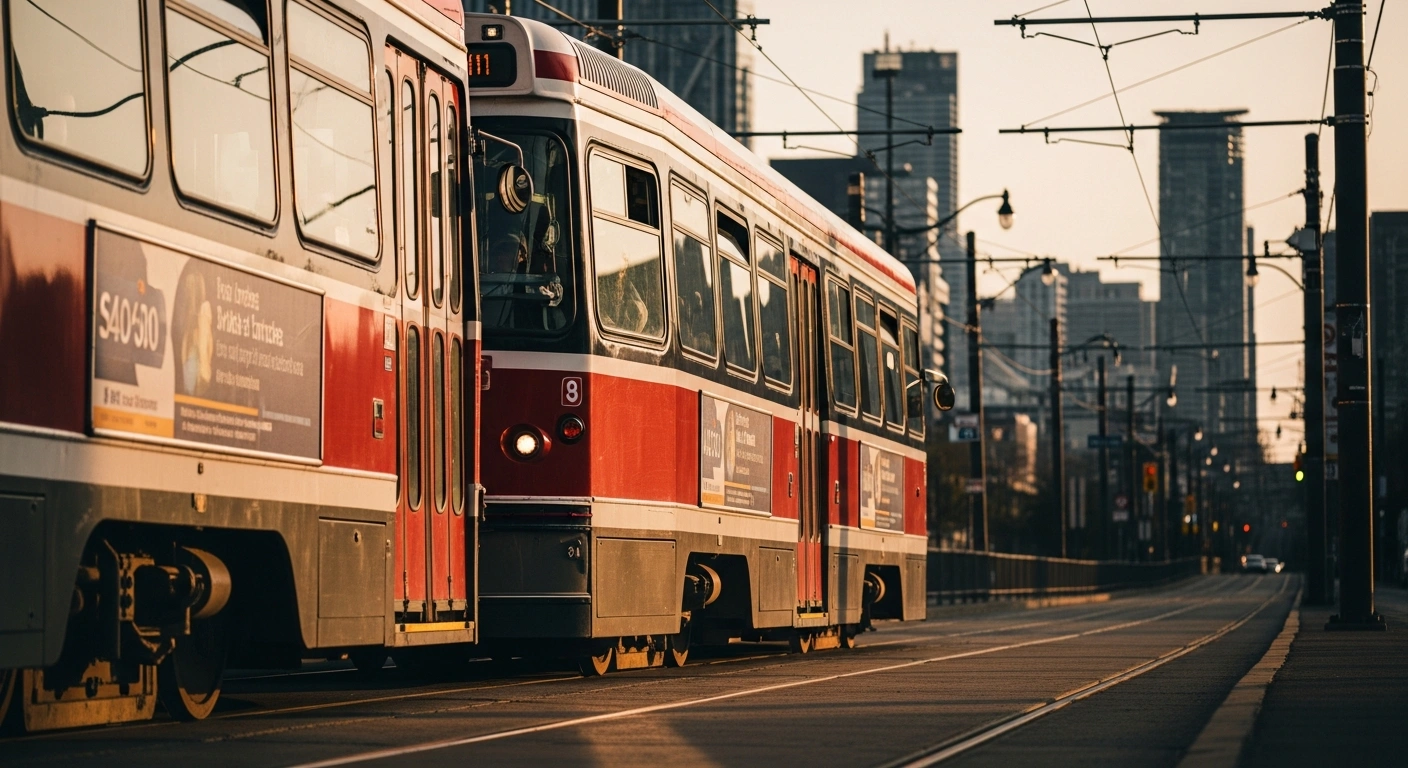 A Toronto streetcar travels through the city as the TTC and ATU Local 113 reach an agreement to avoid a transit strike.