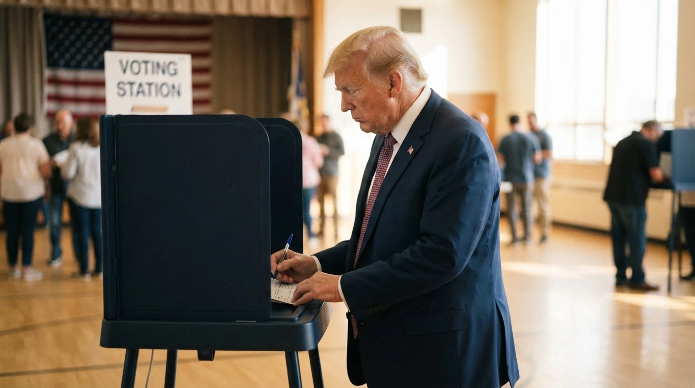 Former President Donald Trump casts his ballot at a polling station in Florida during the early voting period for the midterm elections.