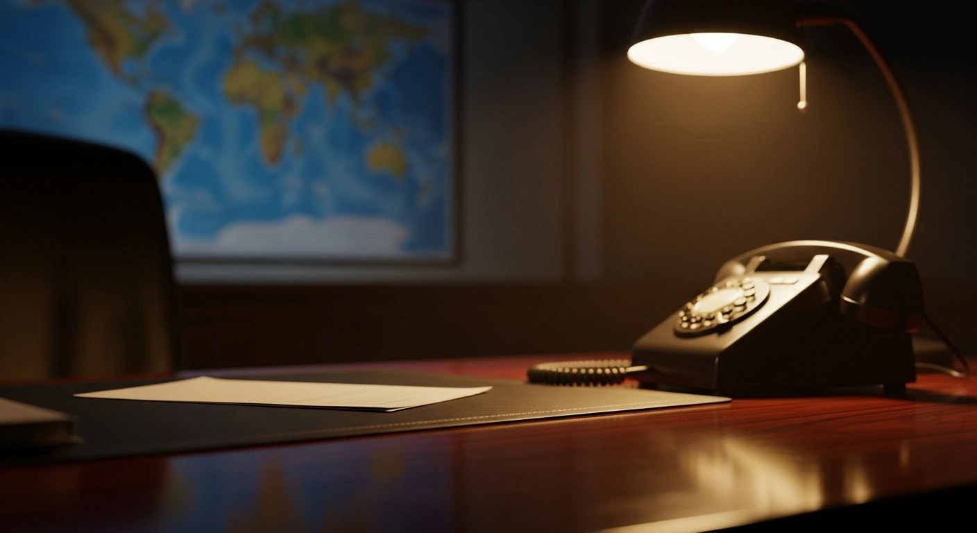 A vintage telephone sits on a desk representing the diplomatic conversation between Donald Trump and Vladimir Putin regarding the war in Ukraine.