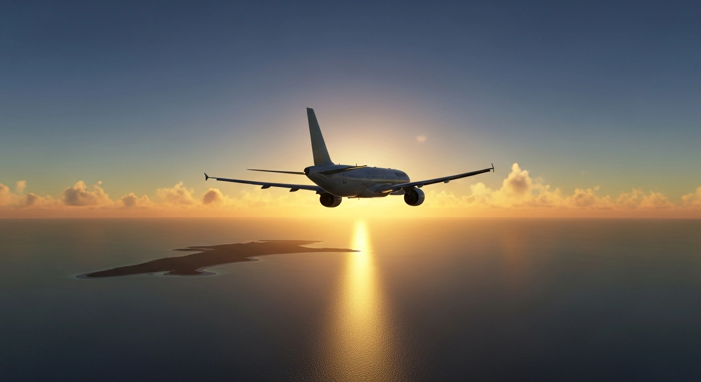 A TUI commercial airliner takes off from a tropical airport to repatriate German holidaymakers during international travel disruptions.