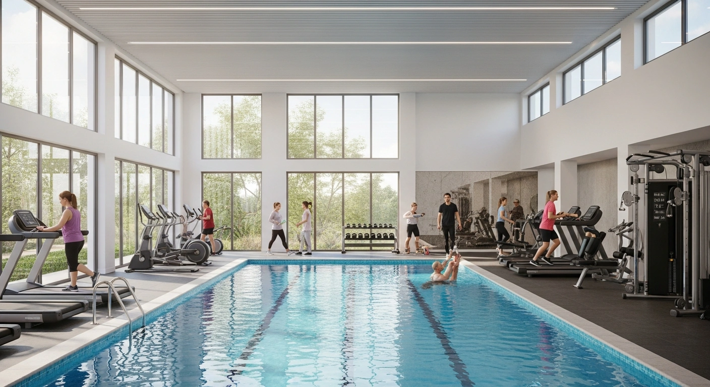 Residents enjoy the modern fitness facilities at a Tunbridge Wells leisure center now managed by Serco Leisure.