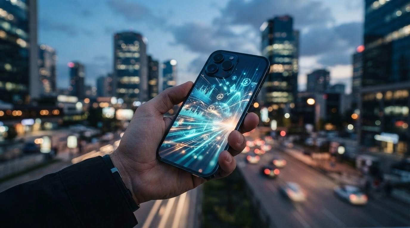 A person holding a smartphone displaying a digital interface representing the increased transaction limit for Turkey's FAST instant payment system.