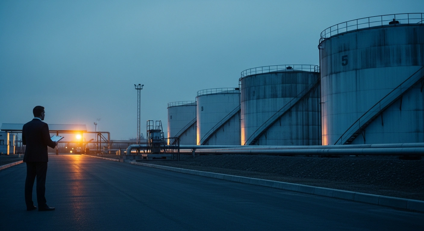 Turkish officials conduct an investigation at a fuel depot as part of a crackdown on tax evasion and fraud in the energy sector.