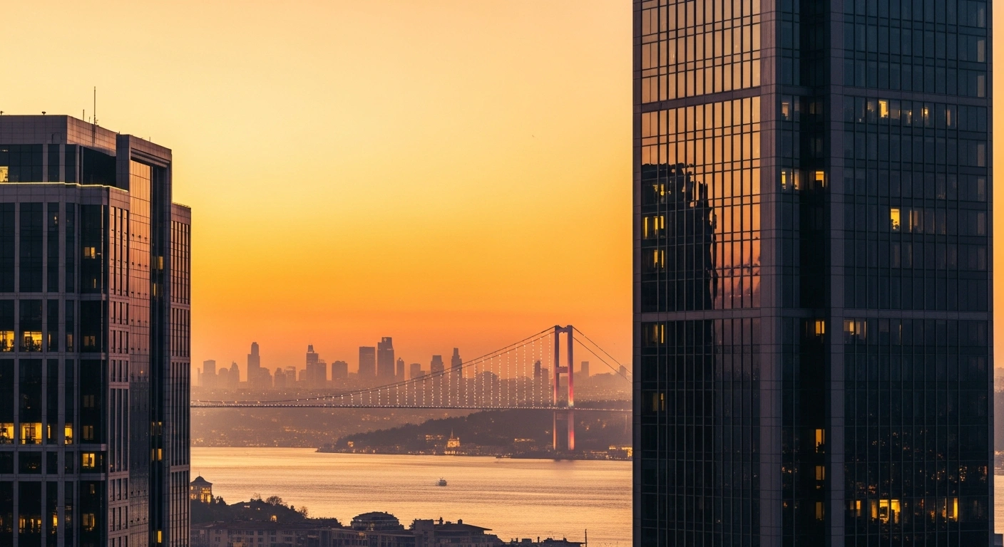 The Istanbul skyline at sunset represents the Turkish government's new wealth amnesty law designed to attract international capital and investment.