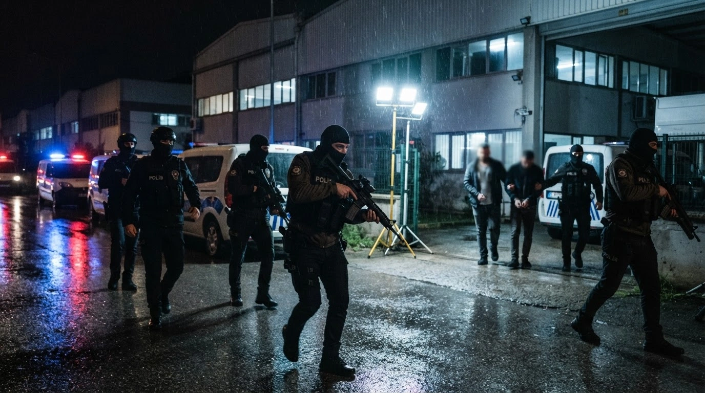 Turkish security forces conduct a tactical operation to arrest individuals involved in an international human reproductive cell trafficking network.