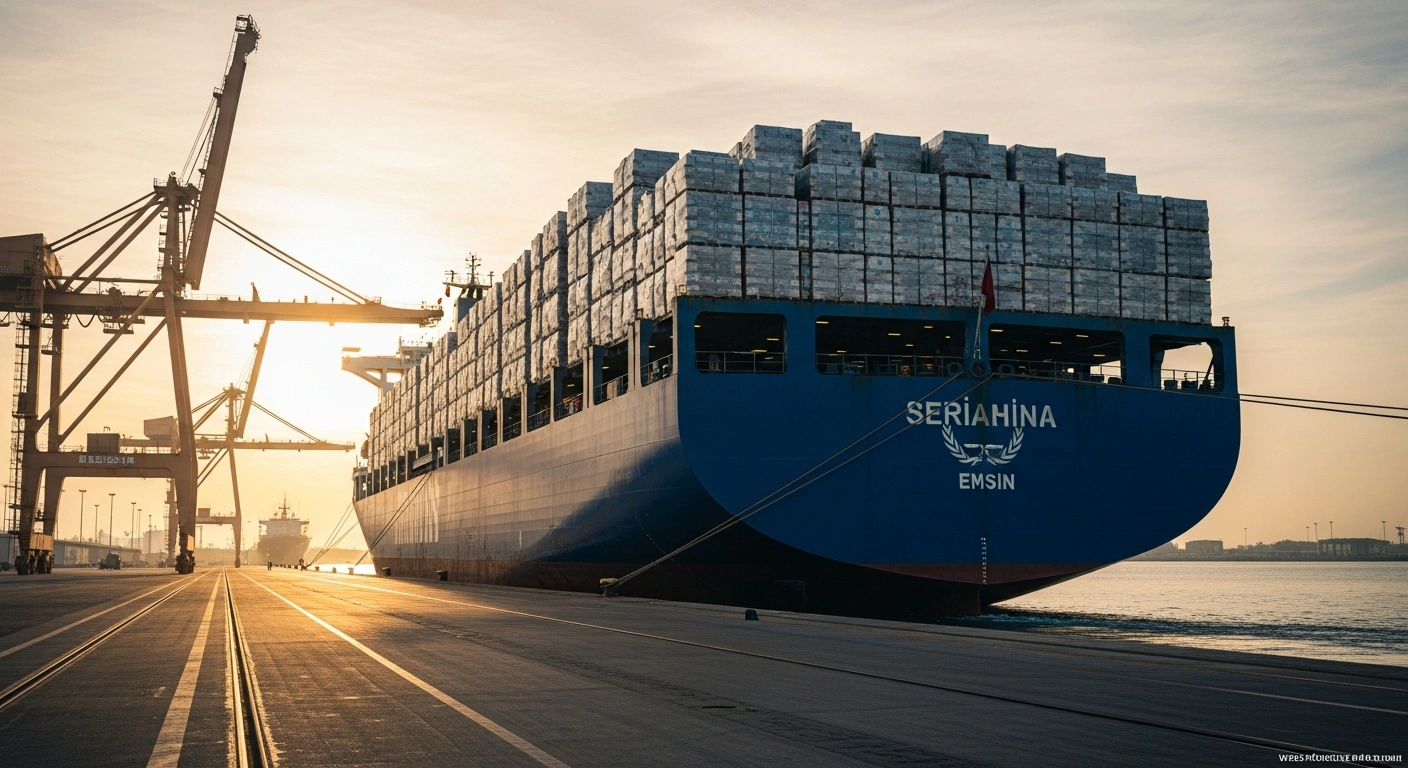 A large cargo ship, the Turkish Red Crescent's 'Ship of Goodness', laden with 3,300 tons of humanitarian aid including food, hygiene kits, and shelter materials, departs from Mersin International Port for Gaza, representing the largest single aid delivery in the program's history.