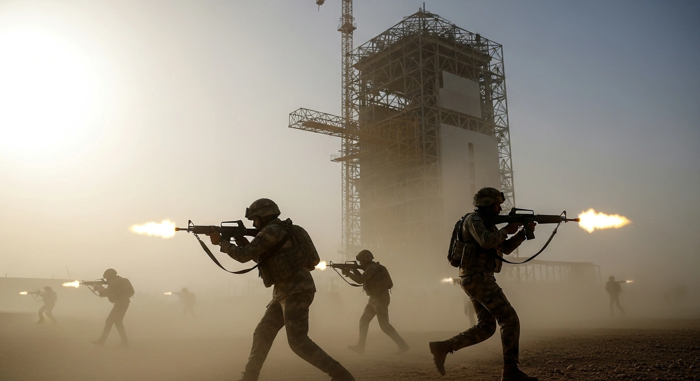 Turkish ground forces and the Somali National Army engage Al-Shabaab fighters in a dusty, intense battle near a partially constructed Turkish satellite launch facility in the Jabad-Godane area of Somalia.