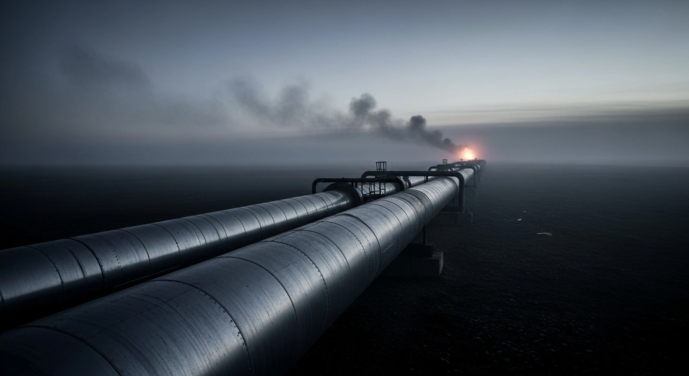 A view of the TurkStream gas pipeline infrastructure under a cloudy sky, representing the energy security concerns raised by the Hungarian government regarding potential drone strikes.