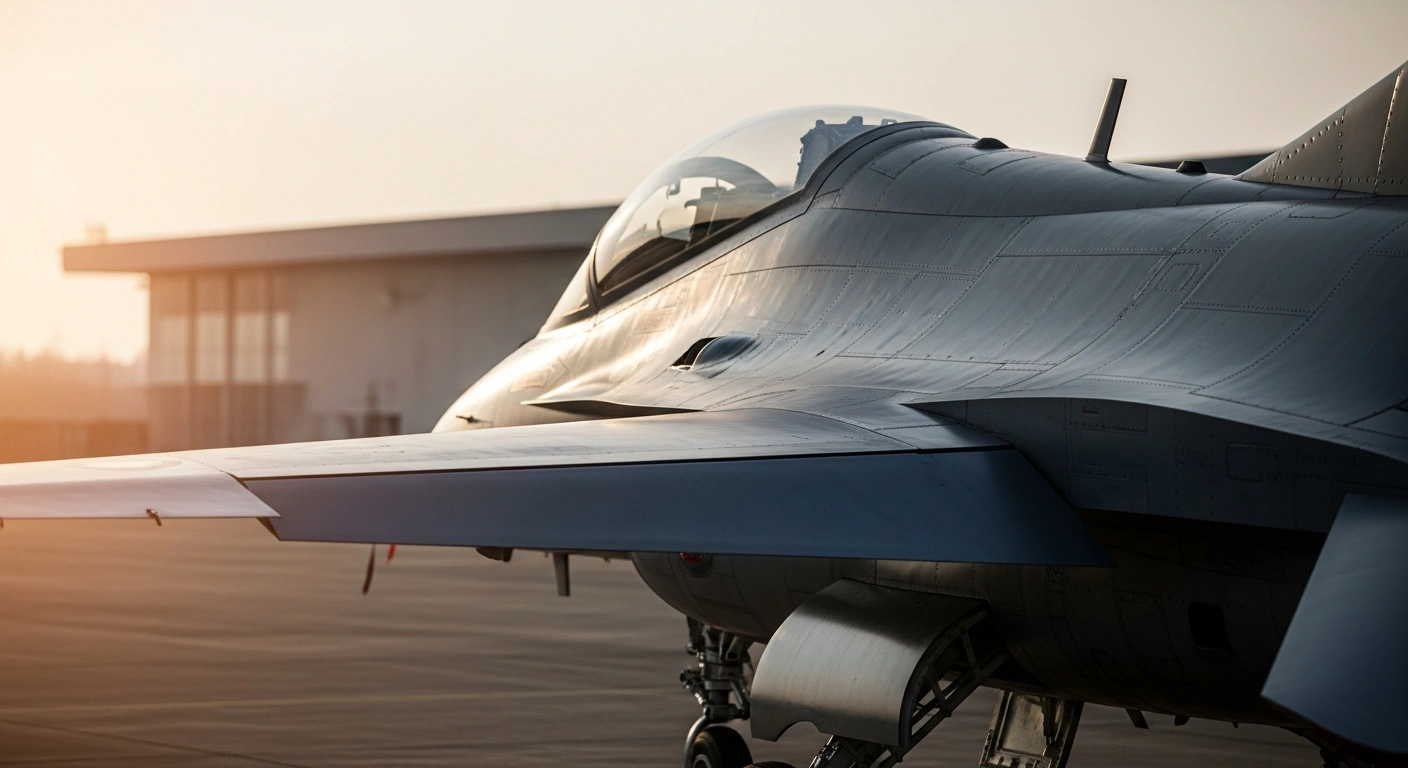 A sleek, advanced HÜRJET jet training aircraft is depicted in a modern hangar or on a runway, representing the significant contract between Turkish Aerospace Industries (TUSAŞ) and Spain for modernizing pilot training.