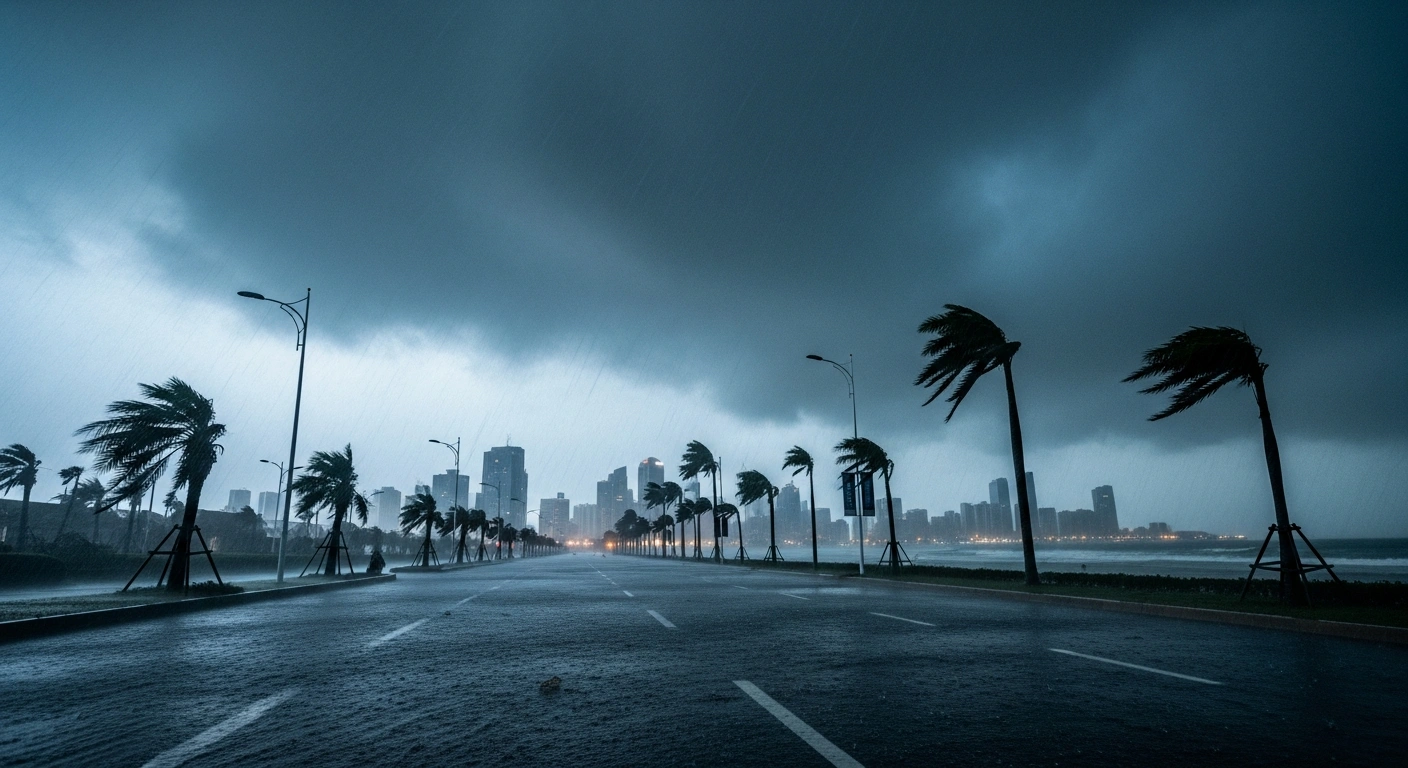A powerful typhoon brings heavy rain and strong winds to the eastern coast of China as emergency teams respond to the severe weather.