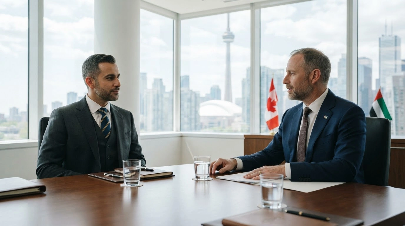 Crown Prince of Abu Dhabi Sheikh Khaled bin Mohamed bin Zayed Al Nahyan meets with Canadian officials to discuss bilateral cooperation in technology and energy.